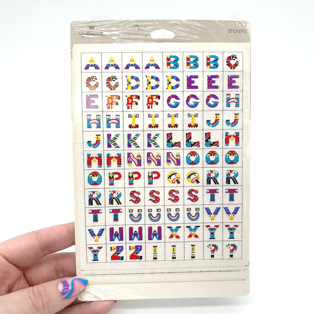 Hallmark Alphabet Stickers Sealed 1995 Five‎ Sheets Vintage Craft School ABCs